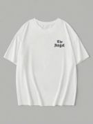 Baskılı Oversize Bisiklet Yaka T-shirt - Beyaz resmi
